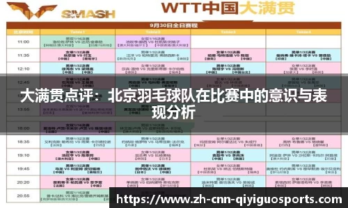 大满贯点评：北京羽毛球队在比赛中的意识与表现分析